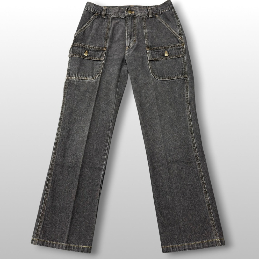 Lauren Ralph Lauren Jeans Co Cargo Jeans Womens 8P Black Straight Leg Y2K Denim